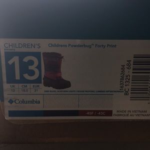 Size 13 Childrens Columbia winter boots